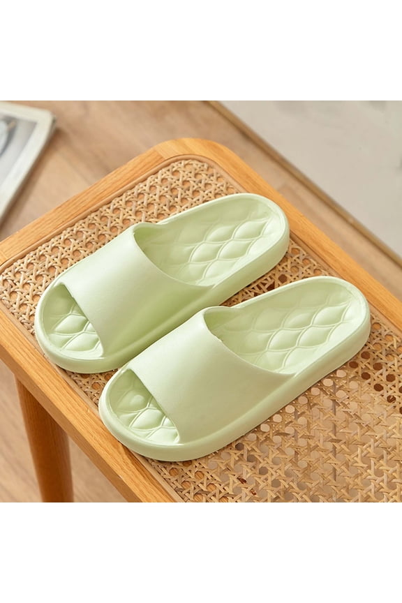 Green EVA Slide Slippers, Non-Slip Cushioned Waterproof Unisex Slippers with Fish-Scale Texture, Shock-Absorbing for Bathroom Poolside Indoor Outdoor Wear,Size 36