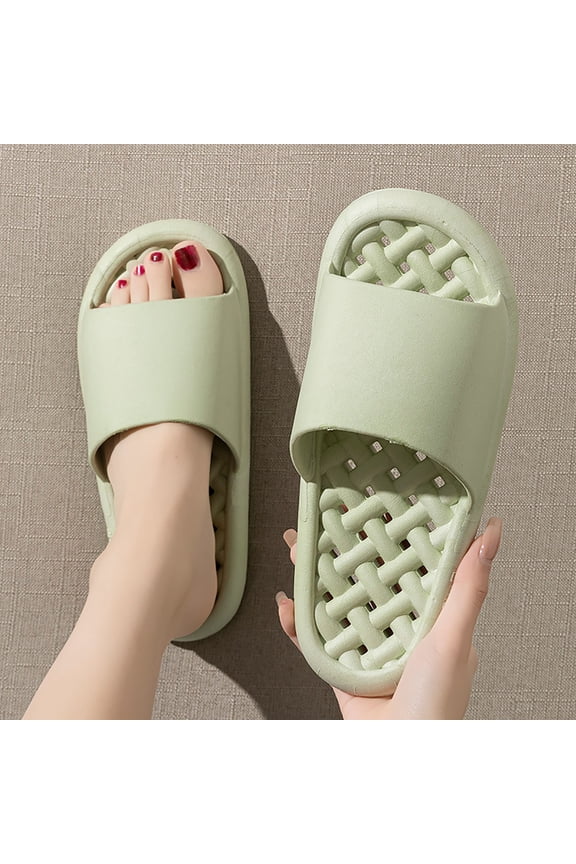 Green Quick-Drying Non-Slip Shower Slides, PVC Hollow-Out Sole Bathroom Slippers, Lightweight Water-Resistant Slides for Pool Gym Dorm Family Use,Size 38