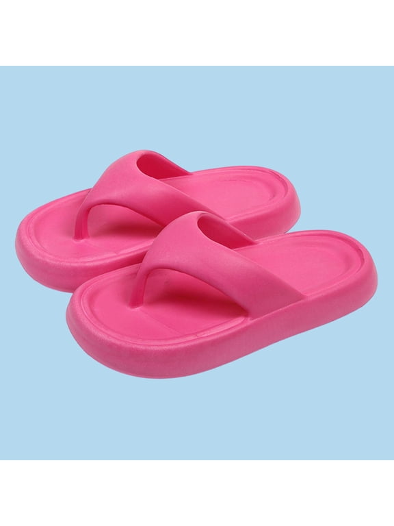 Hot Pink Womens Platform EVA Flip Flops, Non-Slip Waterproof Quick-Dry Chunky Thong Sandals for Beach Pool Casual Daily Wear,Size 38
