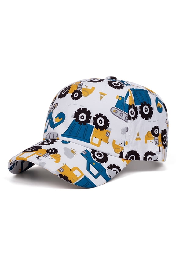 Kids Boys Construction Truck Baseball Cap Excavator Dump Truck Hat Dark Blue