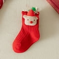 thumbnail image 1 of Avrnliq Kids Christmas Socks for Girls - Soft Cotton Crew Socks with 3D Reindeer, Red, Ruffle Cuff, 1-12 Years (S-XL),Size 9 T, 1 of 6