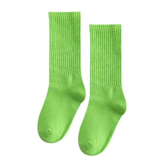 Avrnliq Kids Cotton Crew Socks - Unisex Green Color, Soft Breathable, Reinforced Toe & Heel, Seamless Toe, Sizes 100-140 for Daily/School/Outdoor Youth Wear,Size 2-4T