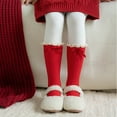 thumbnail image 1 of Avrnliq Kids' Cotton Knee-High Socks for Girls 3-10 Years, Watermelon Red with Lace Bow, Soft Skin-Friendly for Christmas Holiday & Daily Wear,Size Free Size, 1 of 3