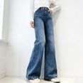 thumbnail image 1 of Avrnliq Kids High Waisted Wide Leg Denim Jeans for Girls Teens 8‑16, Classic 100% Cotton Non‑Stretch Blue Jeans Comfortable Everyday Casual Wear,Size 14-15T, 1 of 6
