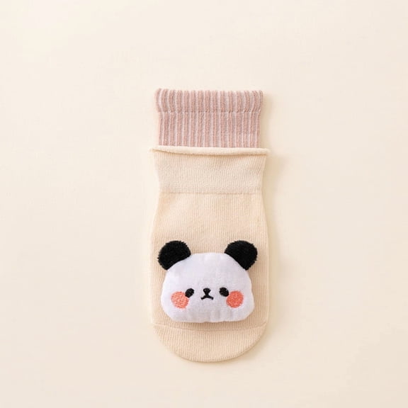 Avrnliq Kids Kids Socks 100% Cotton Soft 3D Panda Plush for Girls (Female) White Non-Slip Cuff S 0-1Y/M 1-3Y Ankle-Length Daily Wear,Size M