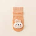 thumbnail image 1 of Avrnliq Kids Socks for Girls 0-3 Years, Soft Cotton Orange Kids Socks with 3D Bunny Appliqué, Breathable Striped Cuff Non-Slip Kids Socks (S/M), 1 Pair,Size S, 1 of 3