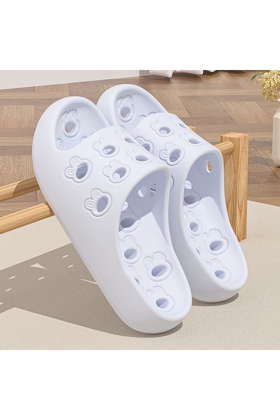 Light Blue Perforated EVA Pool Slides - Slip-Resistant Womens Quick-Drying Cutout Shower Sandals ,Size 37