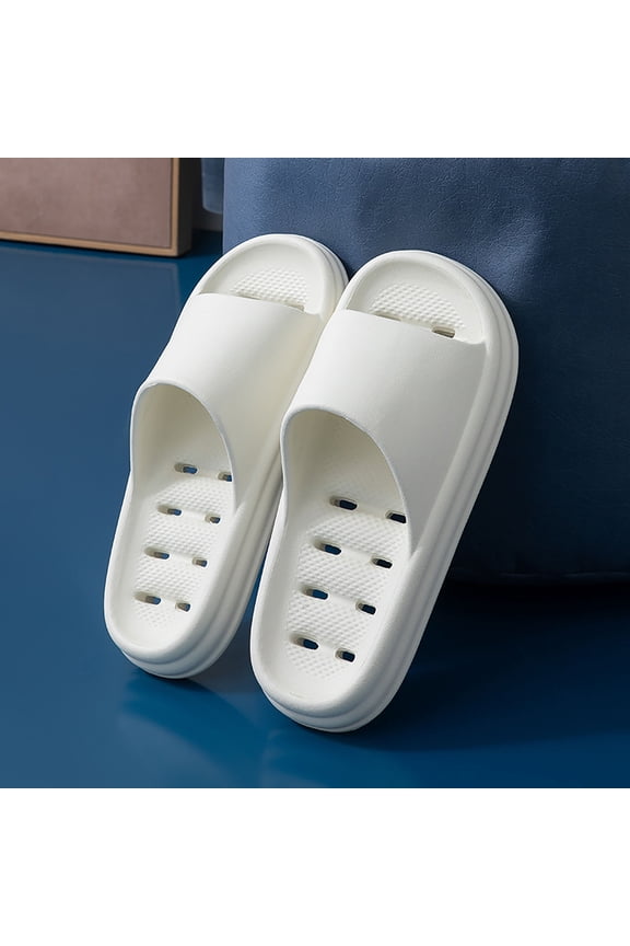 Lightweight Quick Dry Non-Slip EVA Slide Sandals, Indoor Outdoor Pool Shower Slides with Drainage Holes, White,Size 38