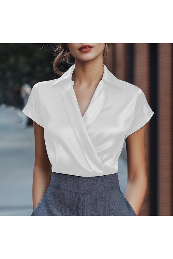 Lightweight Womens White Loose Fit Casual Blouse, Breathable Versatile Top for Daily Office Weekend Outings, US Sizes,Size XL