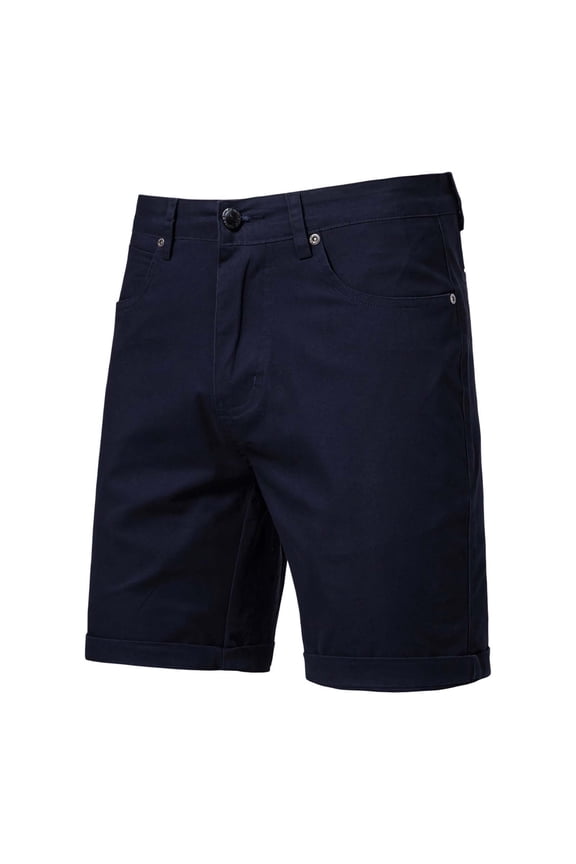 Men's Navy Chino Shorts, Wrinkle Resistant Flat Front Button Fly Casual Business Summer Golf Shorts Sizes 28-36