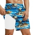 thumbnail image 1 of Avrnliq Mens Blue 2-in-1 Hawaiian Swim Trunks Quick-Drying with Compression Liner Adjustable Drawstring Knee-Length Fade-Resistant for Beach Water Sports S-XXXL,Size 3XL, 1 of 5