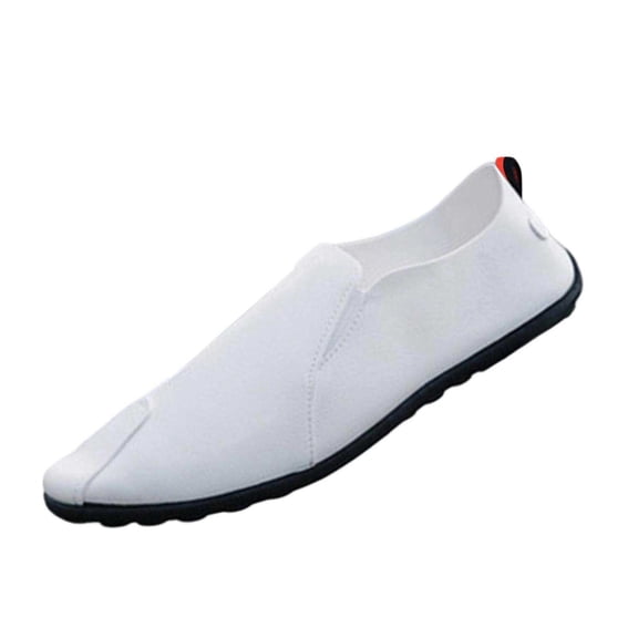 Avrnliq Mens Slip On Loafers, Casual Comfort Shoes - Lightweight & Non-Slip Minimalist Sneaker in Clean White, Synthetic Faux Leather,Size 39