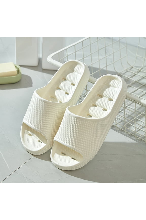 Quick-Dry Non-Slip EVA Womens Shower Slides, Seamless Open-Toe Lightweight Bathroom Pool Spa Bath Slippers in White,Size 40