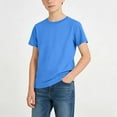 thumbnail image 1 of Avrnliq Short Sleeve Cotton T-Shirt for Boys 1Y-15Y, Solid Blue Crew Neck Basic Tee for Kids' Everyday Casual Wear,Size 12-13 T, 1 of 7