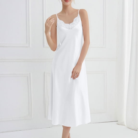 Avrnliq Silk Nightgown for Women Long Satin Slip Dress Nightdress Silky Chemise Nightie