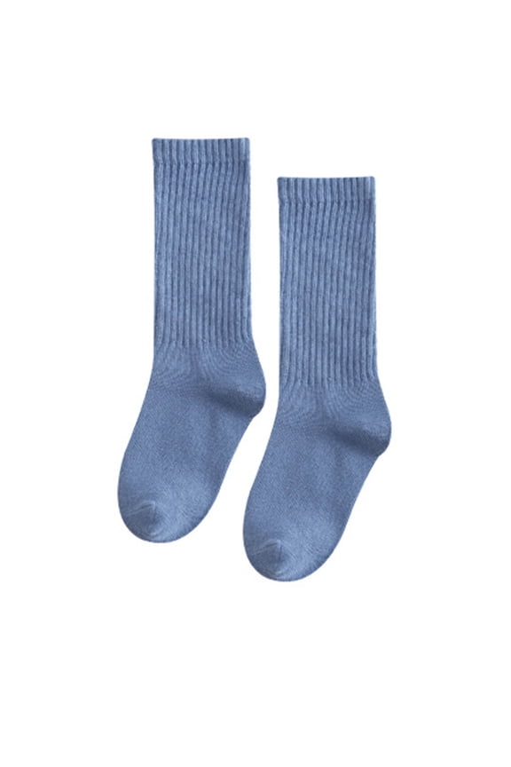 Sky Blue Unisex Kids Cotton Crew Socks - Soft Breathable, Reinforced Toe & Heel, Seamless Toe, Sizes 100-140 for Daily/School/Outdoor Wear,Size 2-4T