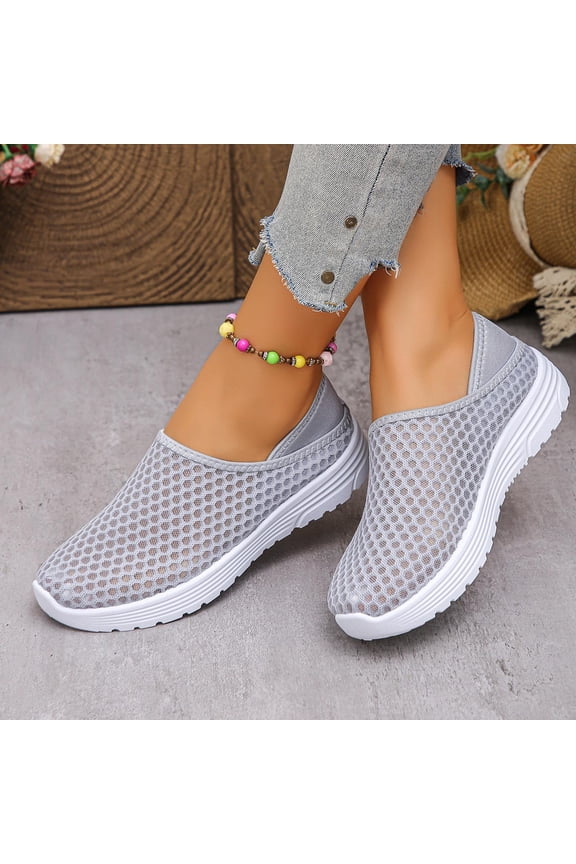 Slip On Sneakers for Women, Lightweight Comfort Walking Shoes with Cushioned EVA Sole, Casual Daily Wear Gray Sneakers,Size 40