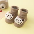 thumbnail image 1 of Avrnliq Soft Cotton Kids Socks for Girls - Khaki 3D Cat Face, Non-Slip Ankle, Skin-Friendly for 0-3 Years Kidss Kidss (1 Pair),Size M, 1 of 3