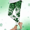 thumbnail image 1 of Avrnliq St. Patrick's Day Girls Leggings, Green Faux Glitter Clover High Waist Stretchy Kids Leggings Size 4-12,Size 7 T, 1 of 7