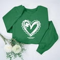 thumbnail image 1 of Avrnliq St. Patrick's Day Womens Green Crewneck Sweatshirt - Shamrock Heart Graphic Parent-Child Matching Top,Size M, 1 of 6