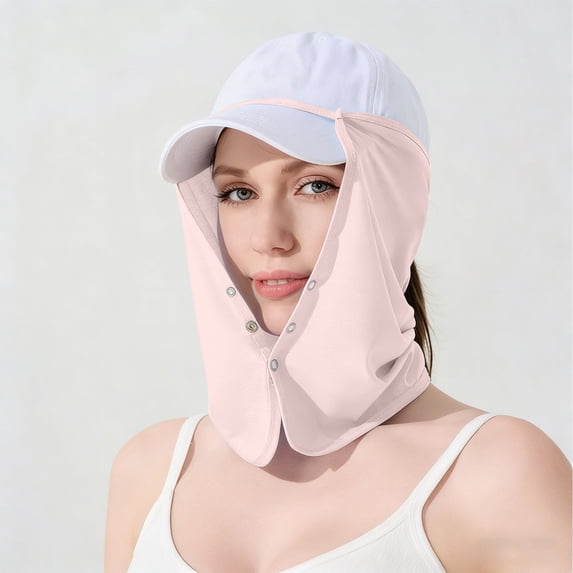 Avrnliq UPF 50+ Sun Protection Face Neck Flap for Baseball Cap, Adjustable UV Sun Shield Lightweight Breathable Outdoor Cover for Hiking Fishing Gardening Pink,Size Free Size