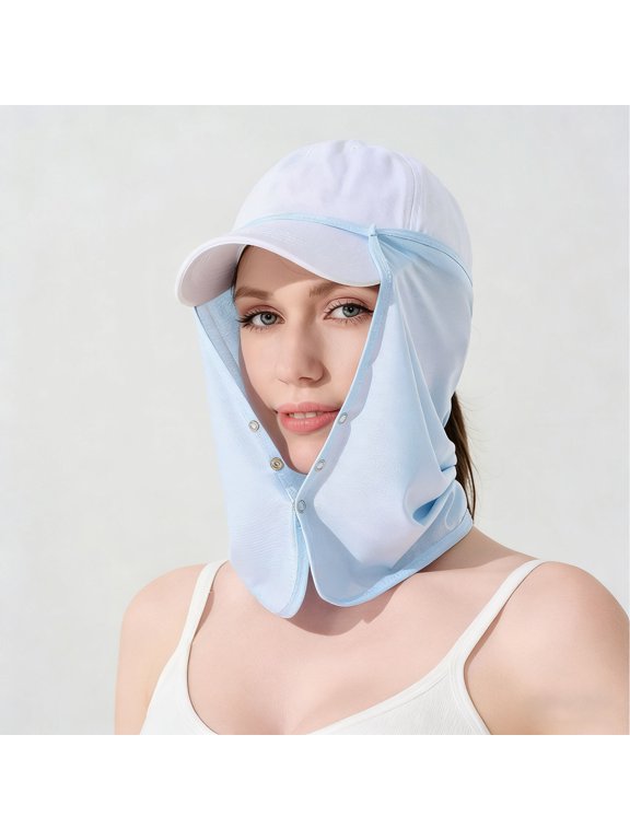 UV Protection Face Neck Flap for Baseball Cap UPF 50+ Adjustable Outdoor Sun Shield Lightweight Portable Breathable Sun Cover for Hiking Fishing Gardening Blue,Size Free Size
