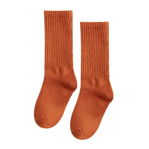 Avrnliq Unisex Kids Cotton Crew Socks - Brown Color, Reinforced Toe & Heel, Seamless Toe, Soft Breathable, Sizes 100-140 for Daily/School/Outdoor Wear,Size 9-12T
