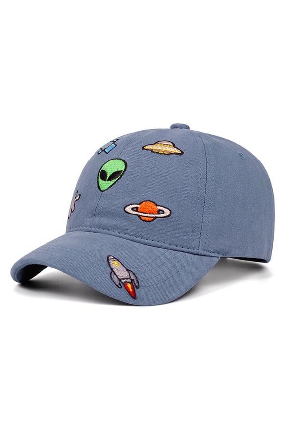 Unisex Kids Space Hat Embroidered Kids Baseball Cap with Rocket Alien Adjustable Sun Protection for Boys Girls 2-6 Years Dark Blue