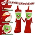 thumbnail image 1 of Avrnliq Unisex Red Christmas Socks with Magnetic Holding Hands - 100% Polyester, Free Size, Cute Santa Hat Design, Festive Holiday Gift,Size Free Size, 1 of 6