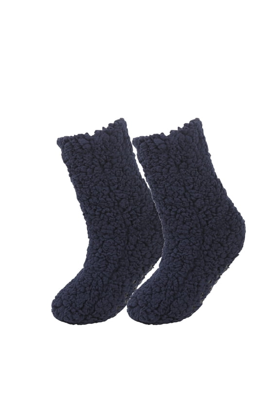 Unisex Warm Fuzzy Socks - Soft Nylon-Spandex Blend, Mid-Calf Length, Black, 1 Pair - Cozy for Home Lounge Sleep Fall Winter,Size Free Size