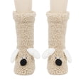 thumbnail image 1 of Avrnliq Warm Plush Animal Slipper Socks, Unisex Khaki Soft Nylon-Spandex Socks, One Size Fits Most Adults, Indoor Home Lounging Footwear - 1 Pair,Size Free Size, 1 of 2