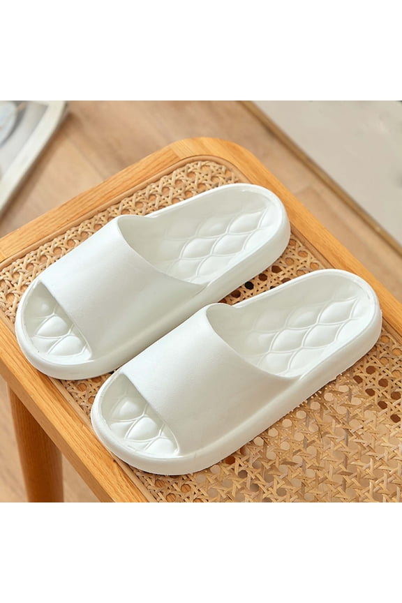 White EVA Slide Slippers, Non-Slip Cushioned Waterproof Unisex Lounge Slippers with Fish-Scale Texture, Shock-Absorbing for Bathroom Poolside Indoor Outdoor Use,Size 44
