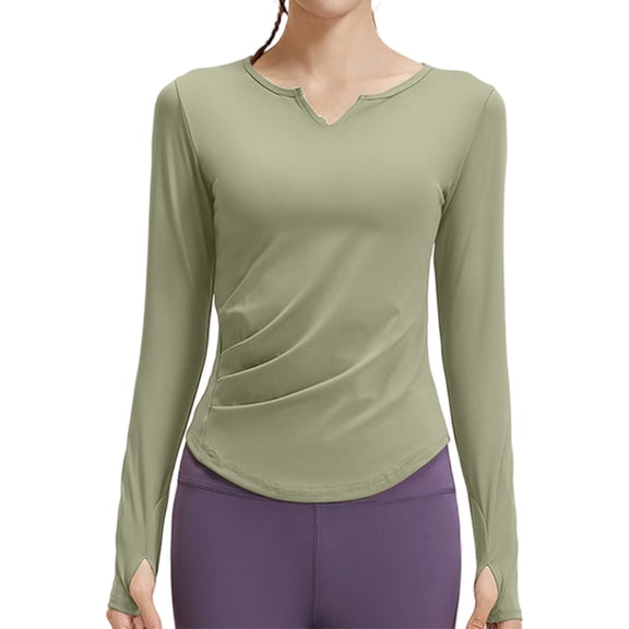 Avrnliq Women's Long Sleeve Compression Shirts, Dry Fit Workout Athletic Sun Protection Cooling Tops for Yoga Running Gym Hiking, Green S