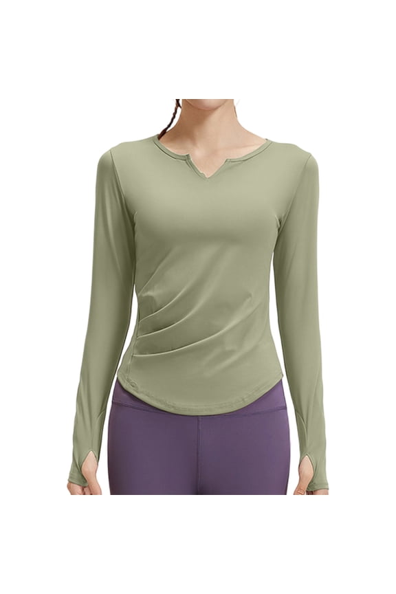 Women's Long Sleeve Compression Shirts, Dry Fit Workout Athletic Sun Protection Cooling Tops for Yoga Running Gym Hiking, Green S