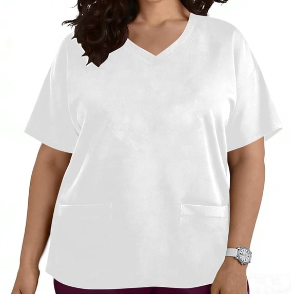 Avrnliq Women's Scrub Top V-Neck Modern Classic Fit with Functional Pockets