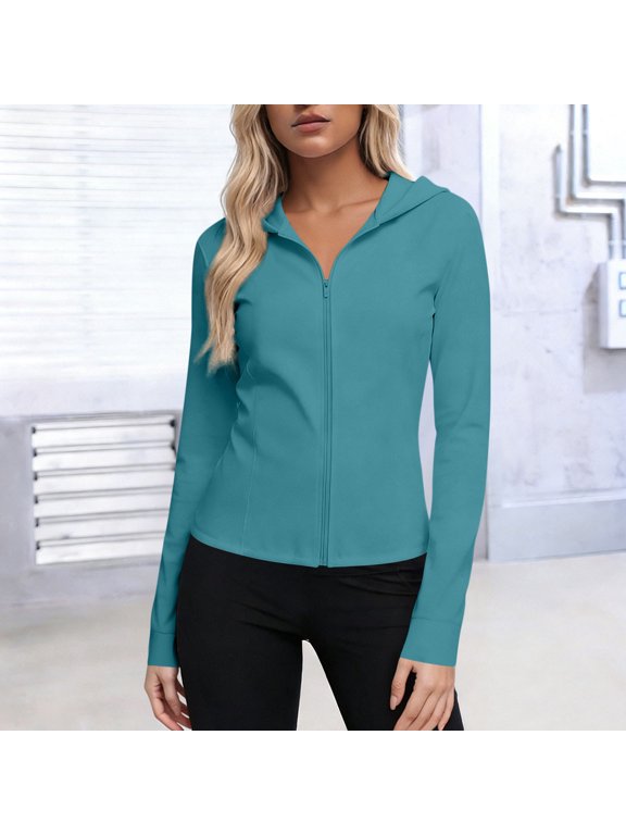 Women's UPF 50+ Sun Protection Jacket Lightweight Full Zip Hooded Jacket, Green Stretch Athletic Hoodie, Active Wear with Hood, S-5XL,Size 5XL