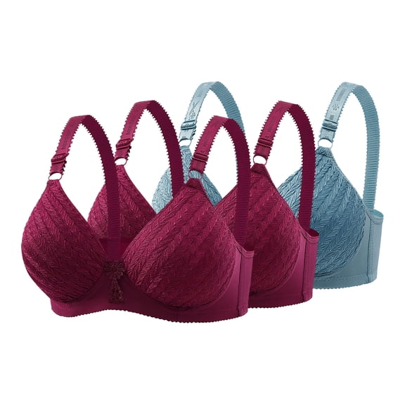 Avrnliq Womens 3 Pack Comfortable Seamless Everyday Bras, Soft with Adjustable Straps, Light Blue,Size 42