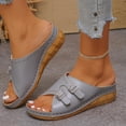 thumbnail image 1 of Avrnliq Womens Adjustable Double Buckle Mule Sandals Comfort Cushioned Low Wedge Slip On Open Back Casual Daily Wear Slide Sandals Gray,Size 9, 1 of 8