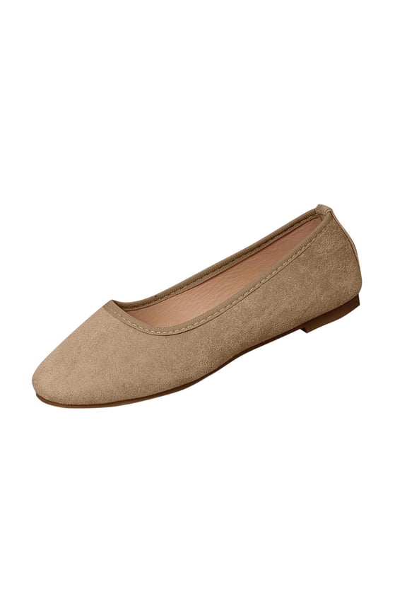 Womens Ballet Flats Slip On Comfortable for Work, Pointed Toe Everyday Flats with Padded Insole, Khaki,Size 36