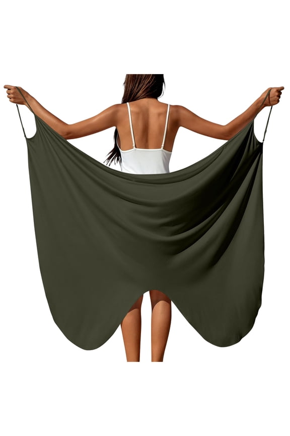 Womens Beach Cover Up Sarong Wrap Stretchy One Size Fits Most Army Green,Size 5XL
