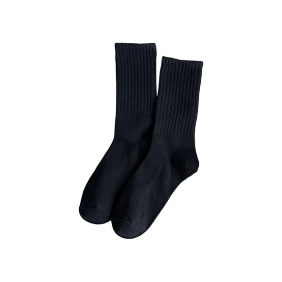 Avrnliq Womens Black Crew Socks - Durable Nylon-Spandex Blend with Reinforced Heel Toe, Non-Slip Ribbed Cuff, Everyday Essential for Women,Size Free Size