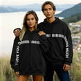thumbnail image 1 of Avrnliq Womens Black Oversized Valentine's Day Hoodie I Love You This Much Graphic Zip Up Fleece Gift for Her,Size XL, 1 of 9