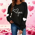 thumbnail image 1 of Avrnliq Womens Black Valentine's Day Sweatshirt I Love You Oversized Graphic Long Sleeve Crewneck Casual Lounge Gift for Her,Size XL, 1 of 9