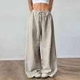 thumbnail image 1 of Avrnliq Womens Black Vertical Stripe Wide Leg Pants - Y2K High Waisted Drawstring Waist,Size L, 1 of 7