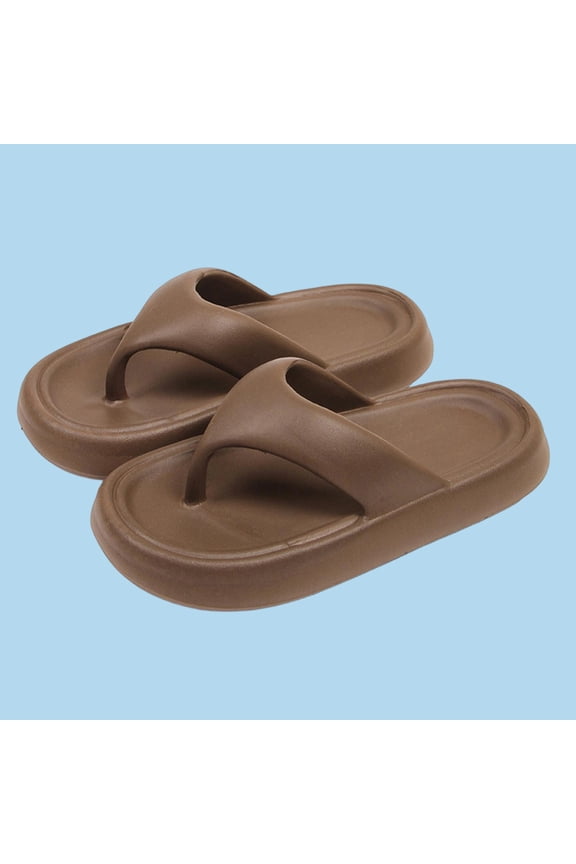 Womens Brown Platform Flip Flops, Cushioned EVA Slip-Resistant Thong Sandals, Quick-Drying Indoor Outdoor Shoes, US Sizes 5-11,Size 38