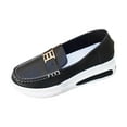 thumbnail image 1 of Avrnliq Womens Chunky Platform Loafers Slip On Comfort Cushioned Work Shoes with Metal Buckle, Easy Clean, Black,Size 39, 1 of 9