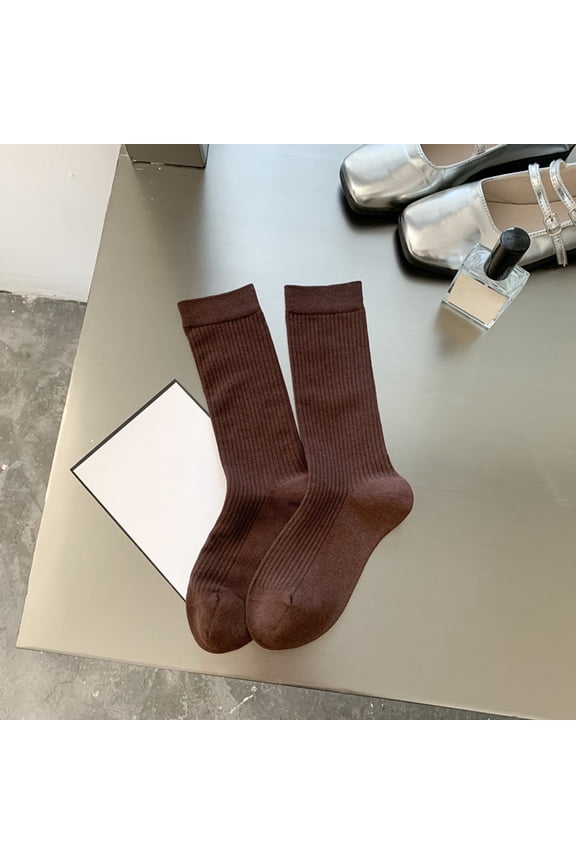 Womens Coffee Crew Socks - Comfort Socks, Free Size US 5-12 Non-Slip Ribbed Cuff for Daily Casual & Office Wear,Size Free Size