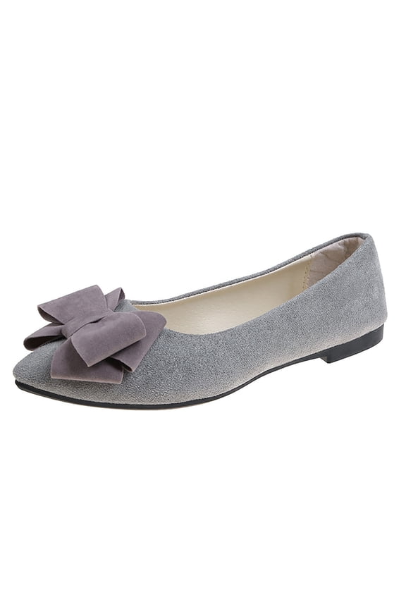 Womens Flats Breathable Mesh Pointed Toe with Bow Accent Lightweight Comfortable for Everyday & Travel Gray Slip On Shoes,Size 36