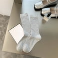 thumbnail image 1 of Avrnliq Womens Gray Crew Socks - Everyday Comfort Socks, Free Size US 5-12 Non-Slip Ribbed Cuff for Casual Daily & Campus Wear,Size Free Size, 1 of 2