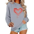 thumbnail image 1 of Avrnliq Womens Gray Crewneck Sweatshirt, Heart Graphic Relaxed Fit Casual Sweatshirt for Women Daily & Valentine's Day,Size L, 1 of 6